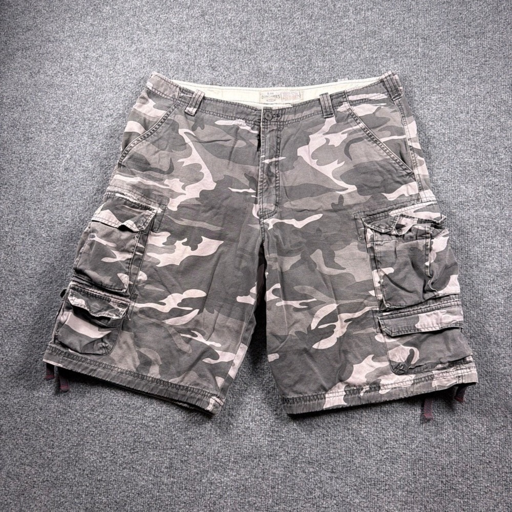 Lee Dungarees Cargo Shorts Mens 36 Grey Camo Relaxed Fit Buddy Lee Tested Cotton